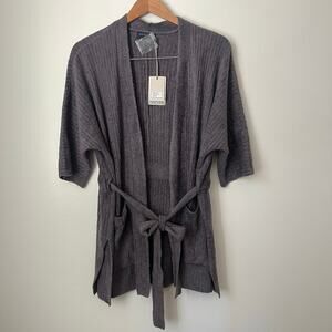 Barefoot Dreams CozyChic Lite Ribbed Belted Cardigan Pacific Blue